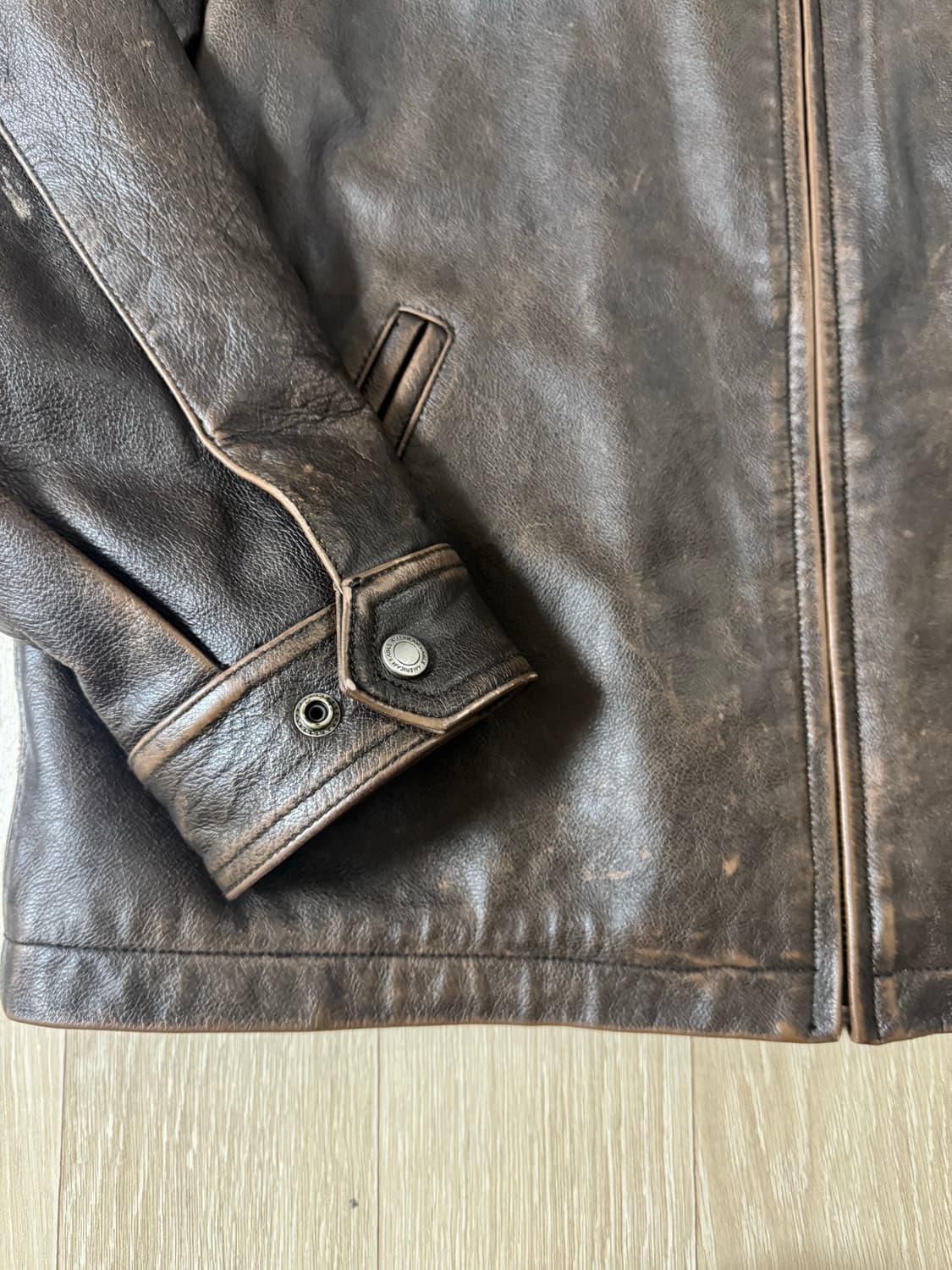 L 아메리칸이글 스포츠 브라운 레더 자켓 /뉴스보이맛 더블알엘 상품이미지4