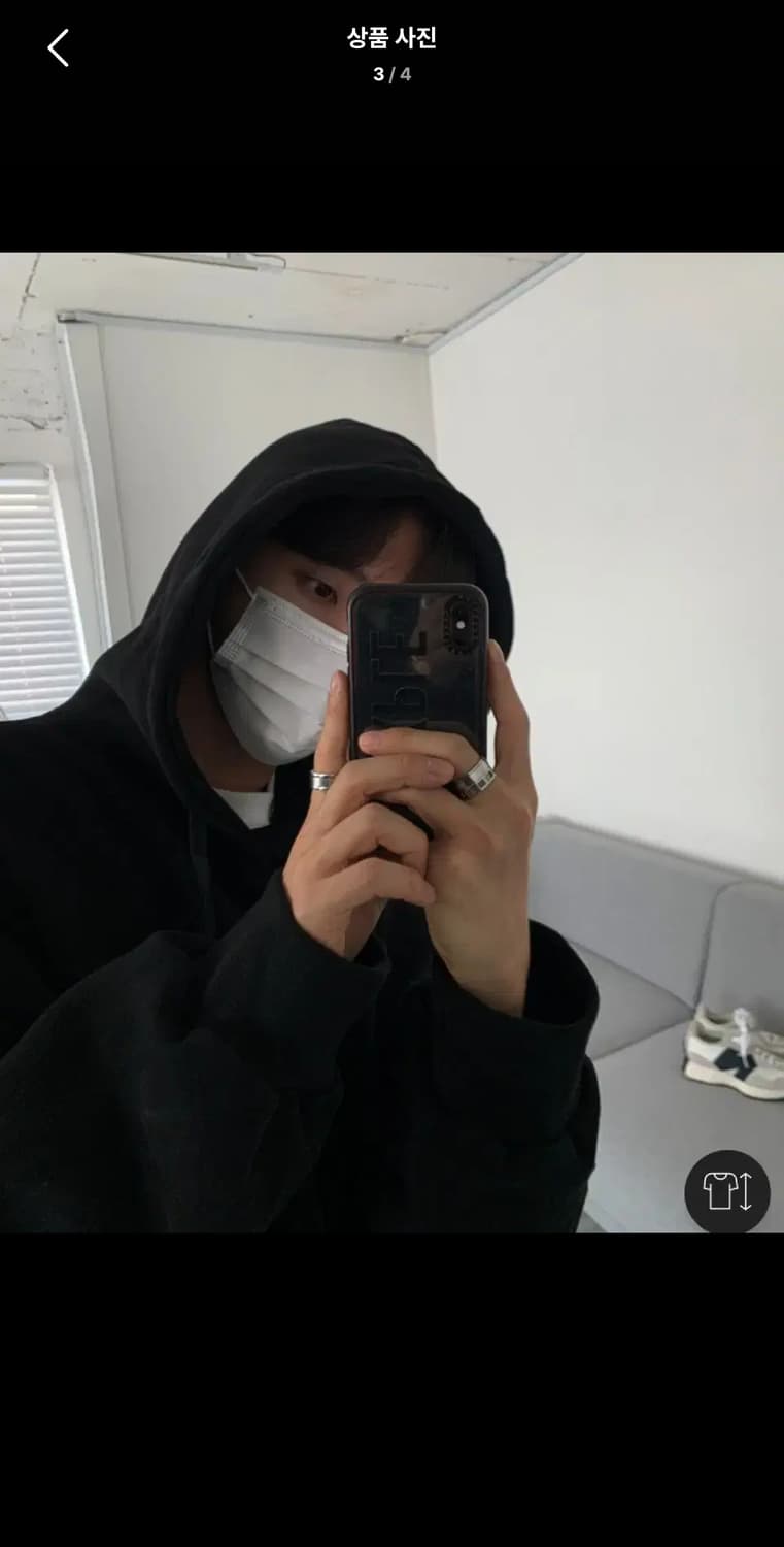 Free / 블랙 ) 데일리 오버핏 기모 후드티셔츠 상품이미지3