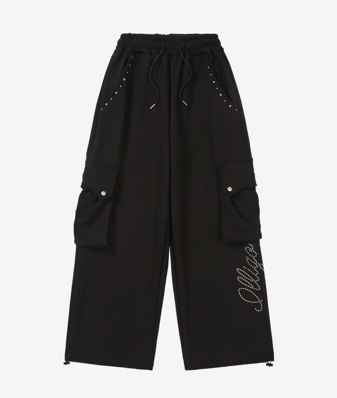 일리고 )스터드 카고 스웻 팬츠 블랙 상품이미지1