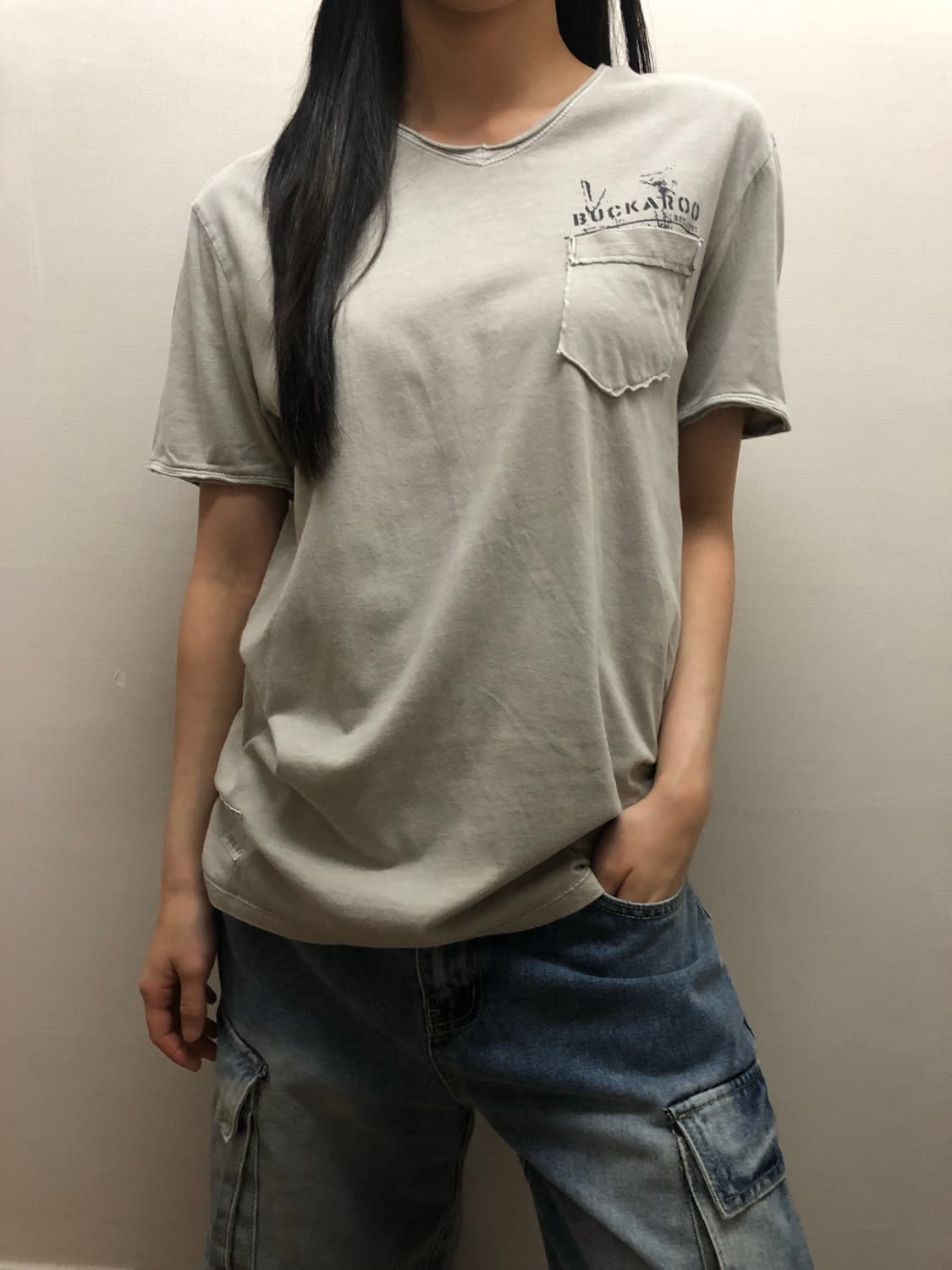 빈티지 버커루 라이트그레이 티셔츠 상품이미지2