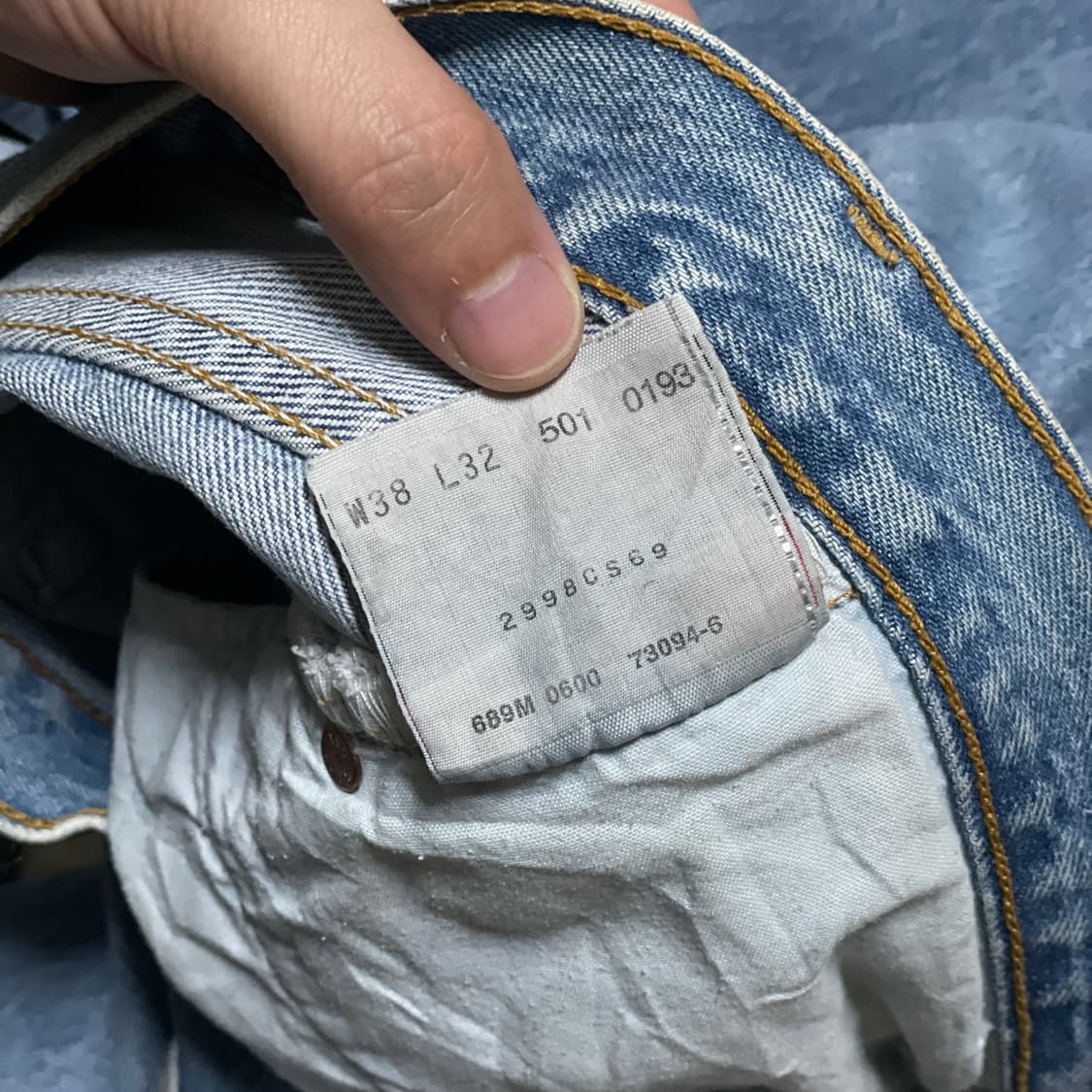 리바이스 501 연청 38x32 상품이미지8