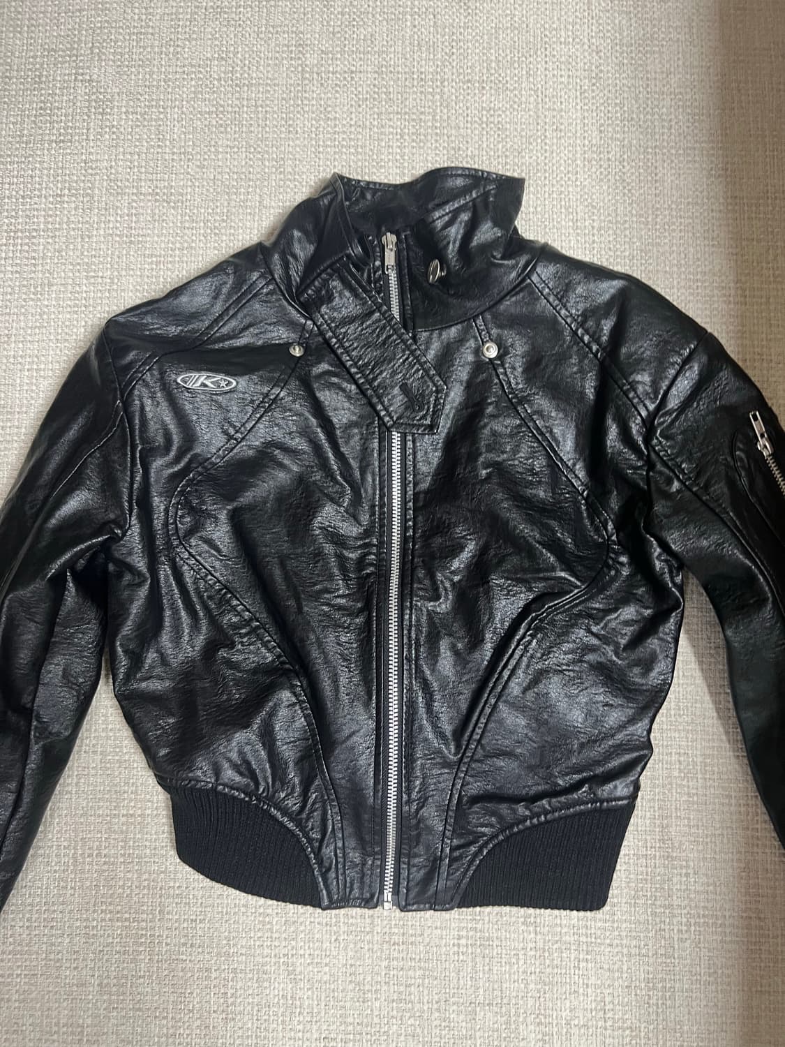 Kashiko 블랙 레더 자켓 상품이미지2