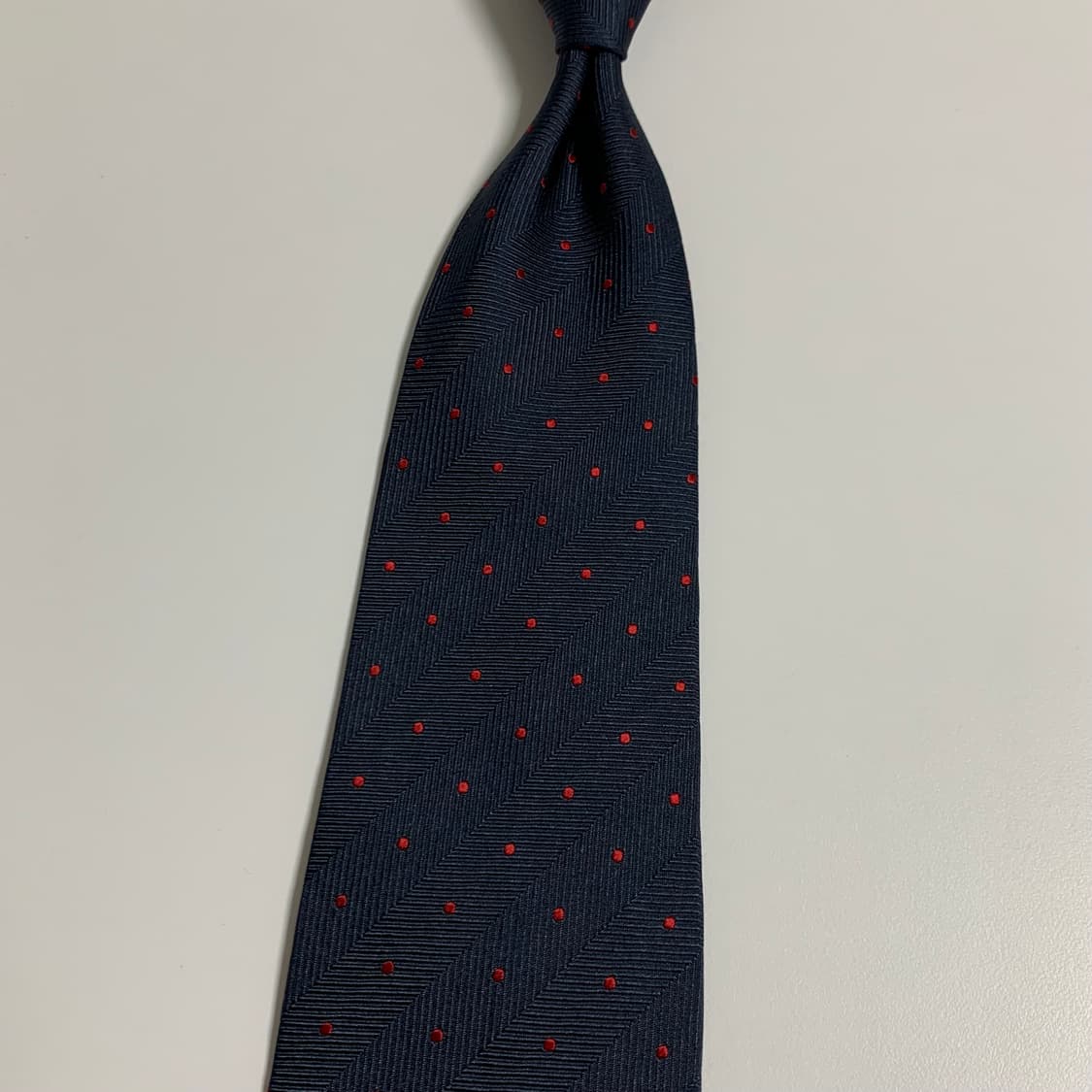 랑방(LANVIN) 네이비컬러 도트 명품넥타이 100실크 최상급 상품이미지8