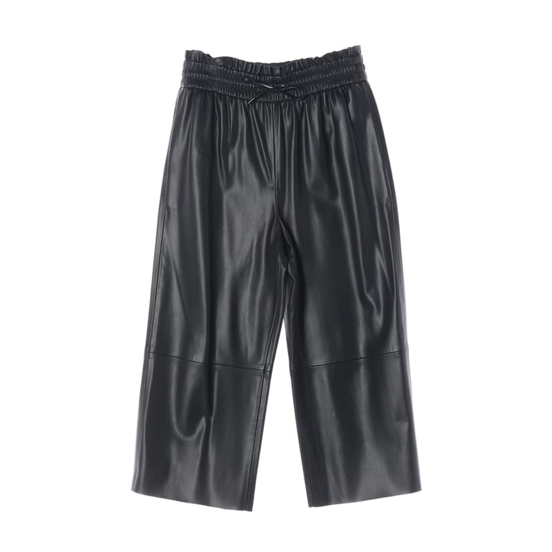 ZARA 블랙 레더 밴딩 와이드 큐롯 팬츠 M 상품이미지1