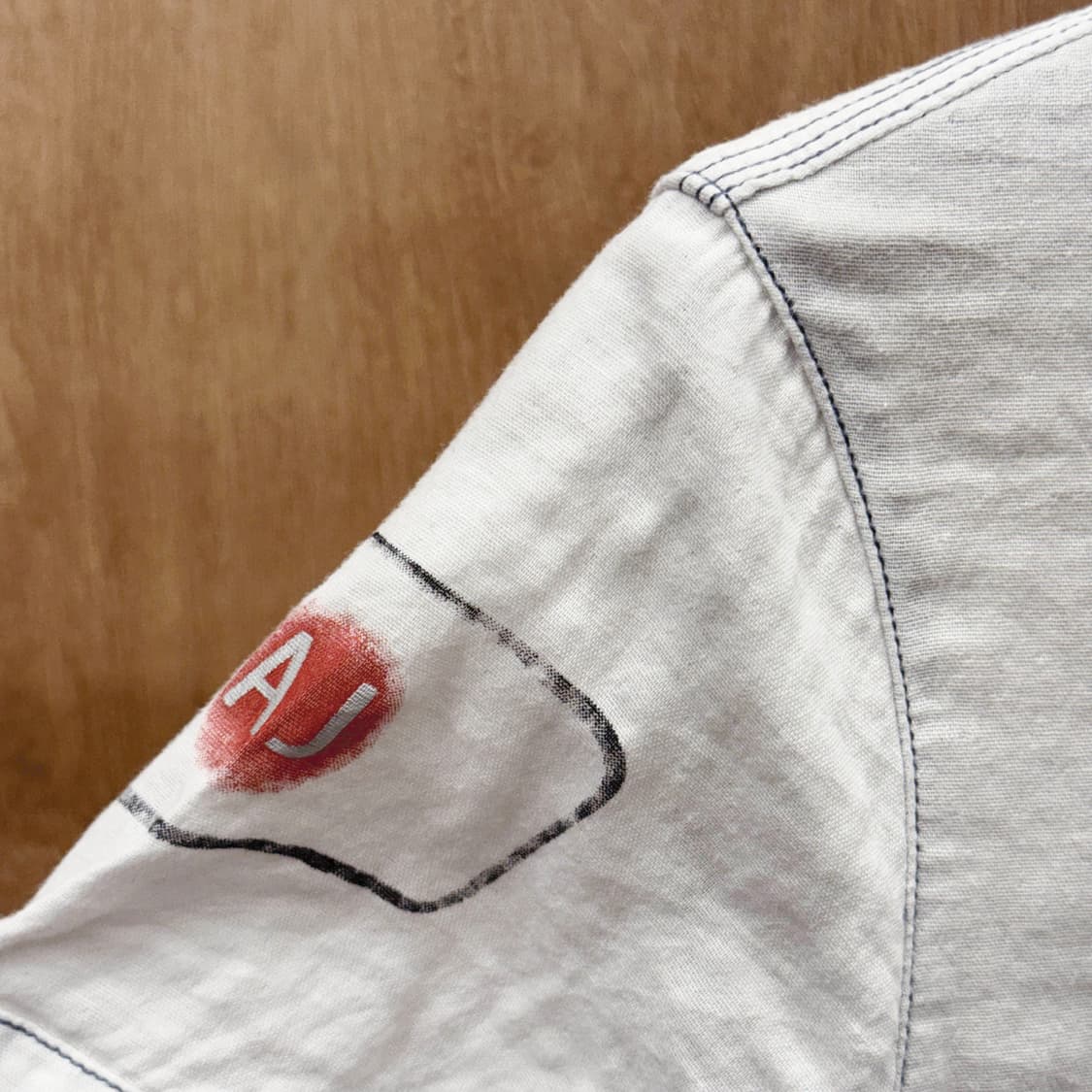 아르마니 진스 AJ반팔 셔츠 워싱 코튼 포켓 로고 프린팅 아이보리 상품이미지7