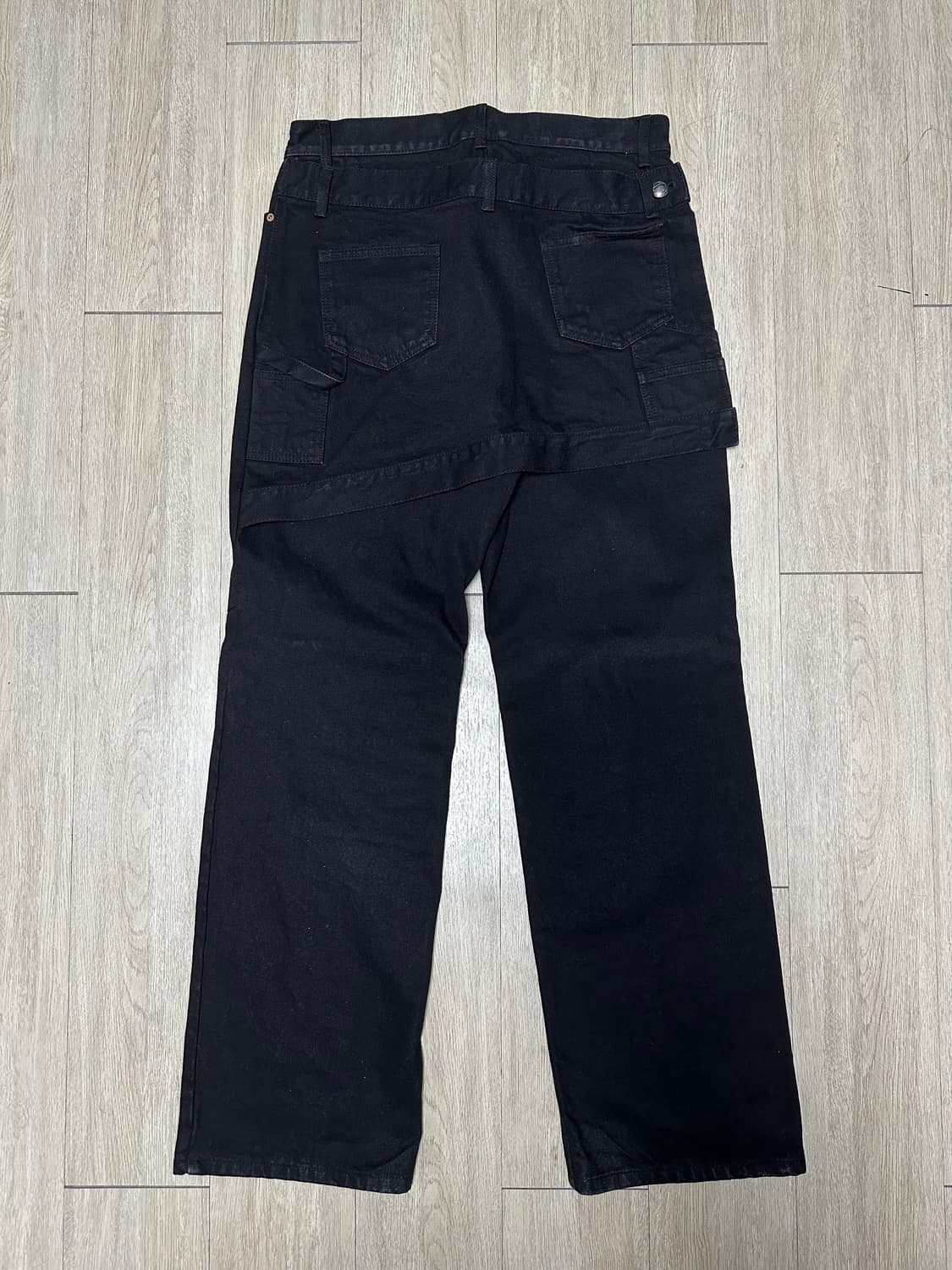 앤더슨벨 스커트 랩 데님 팬츠 블랙 상품이미지2