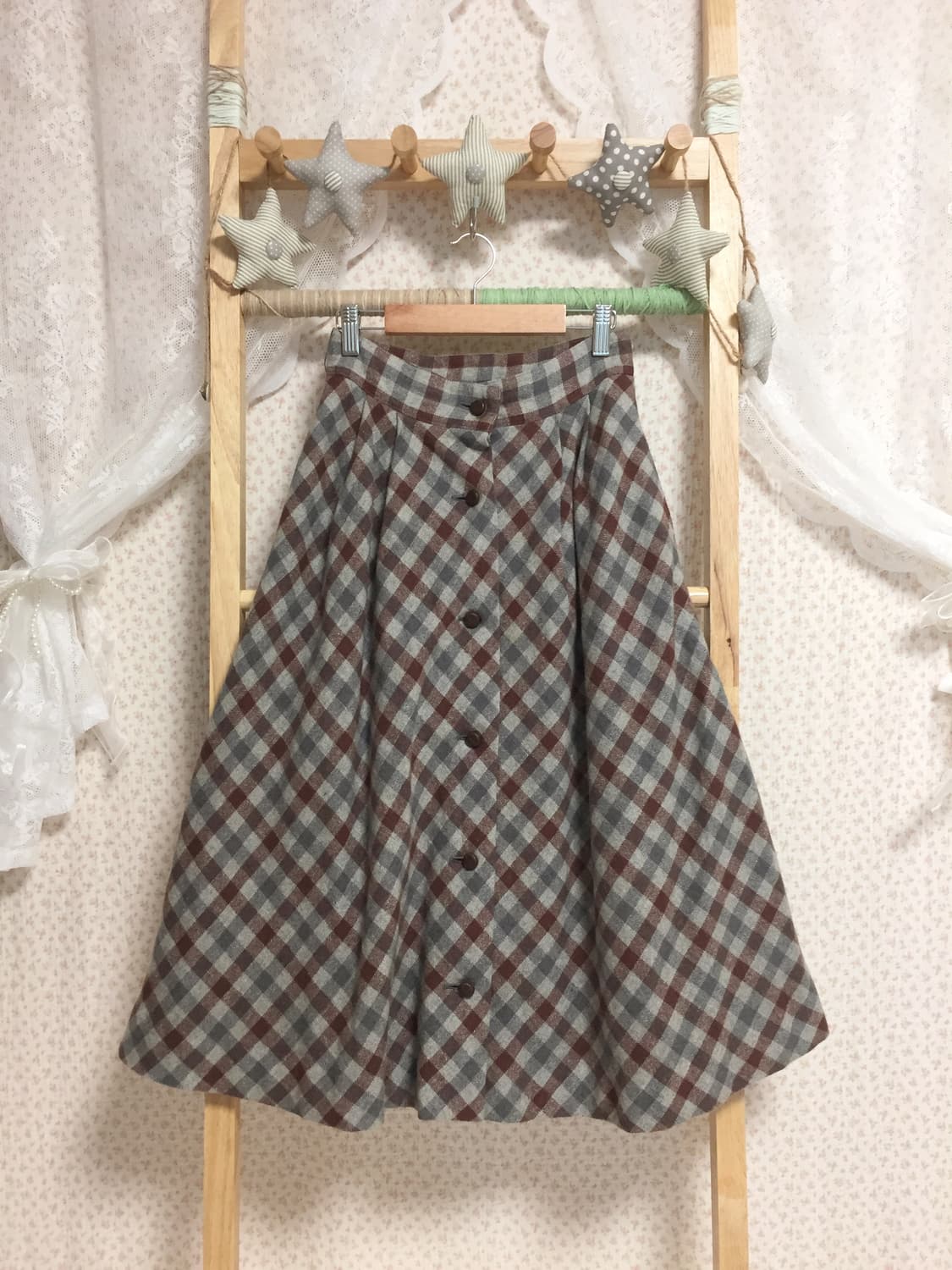 빈티지 모리걸 메론빵 단추 스커트 상품이미지1