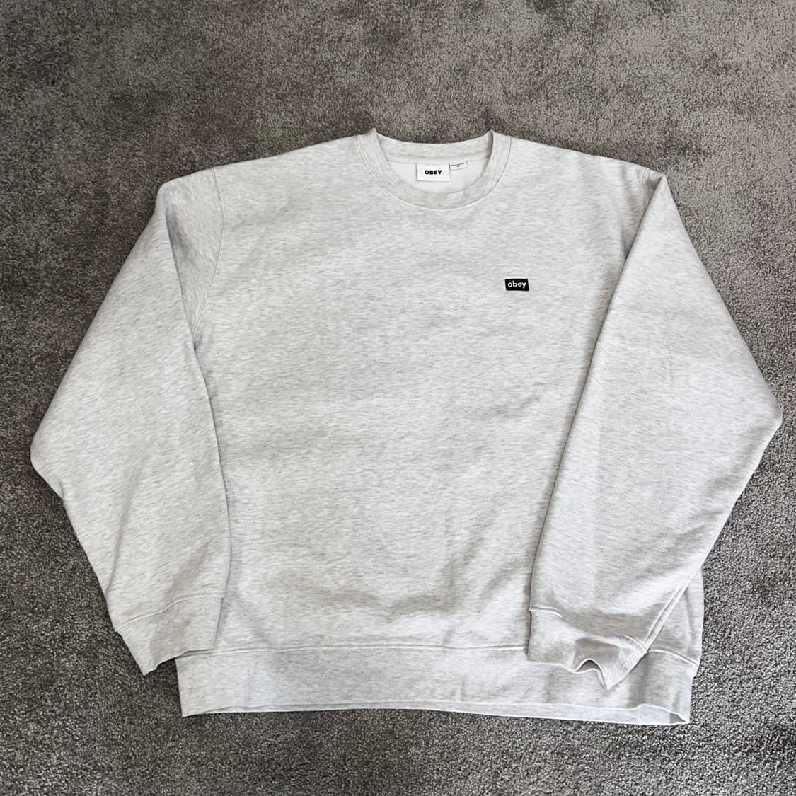 오베이 미니 로고 크루넥 백멜란지 스웻셔츠XL 상품이미지1