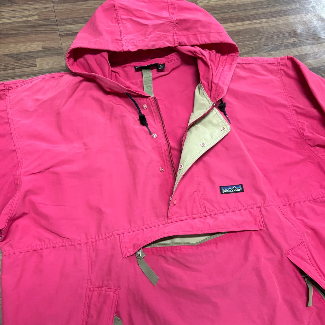 90s 파타고니아 한국제 핑크 배기스 아노락 스모크 스목 풀오버 후드 상품이미지3