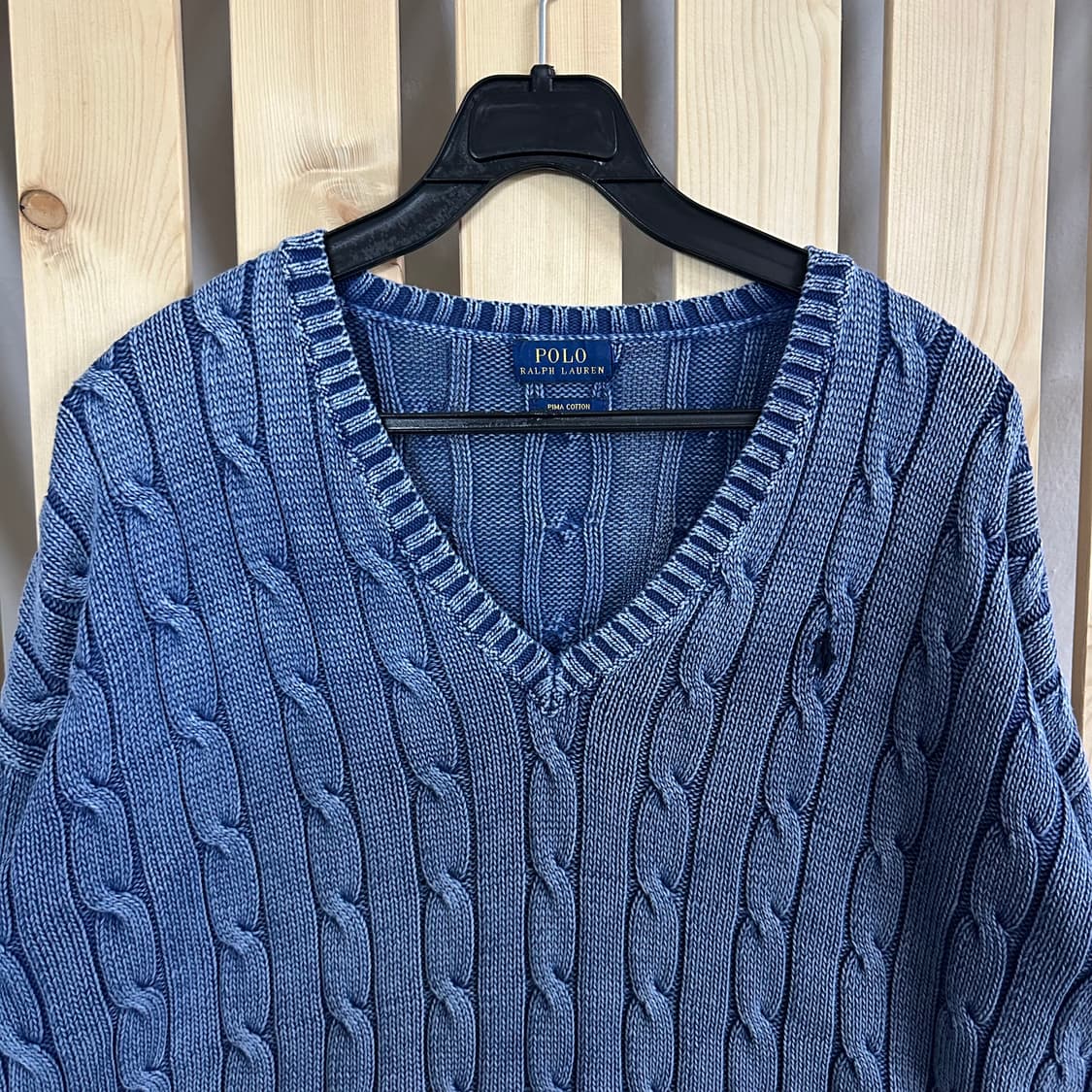 (L) 폴로 랄프로렌 블루 케이블 니트 스웨터 상품이미지4