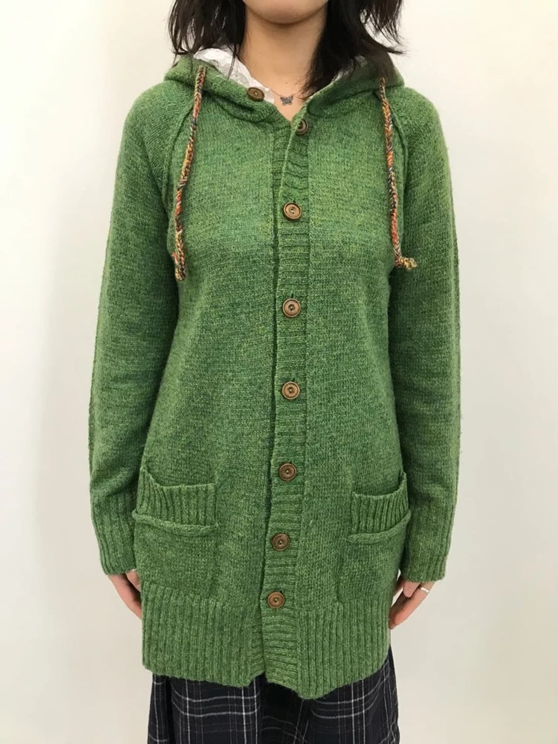 Cube Sugar Green Wool Hooded Knit Cardig 상품이미지2