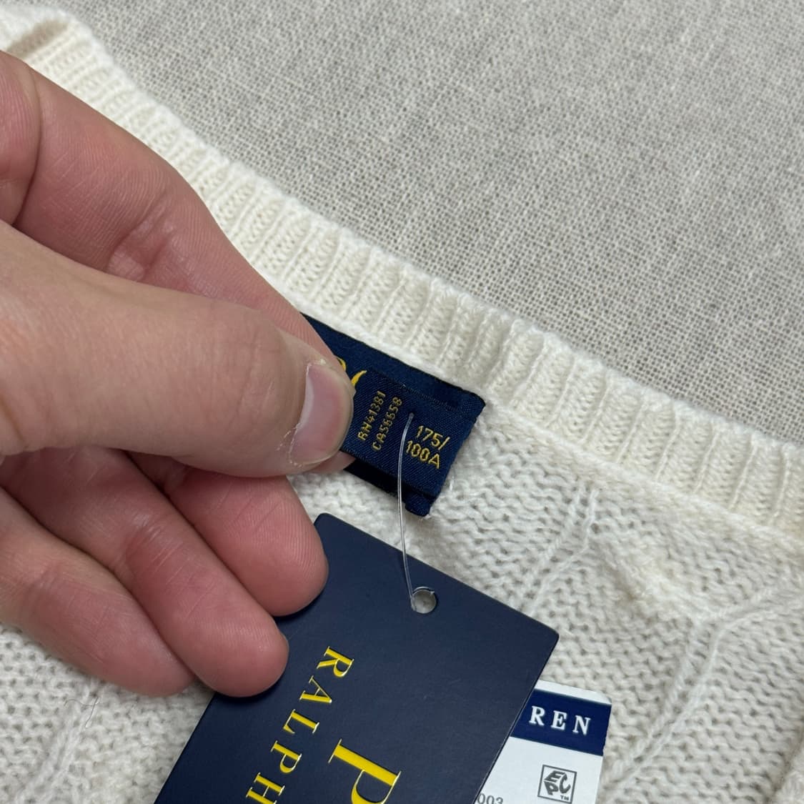 폴로랄프로렌 우먼 캐시미어 아이보리 케이블 니트 XL 상품이미지5