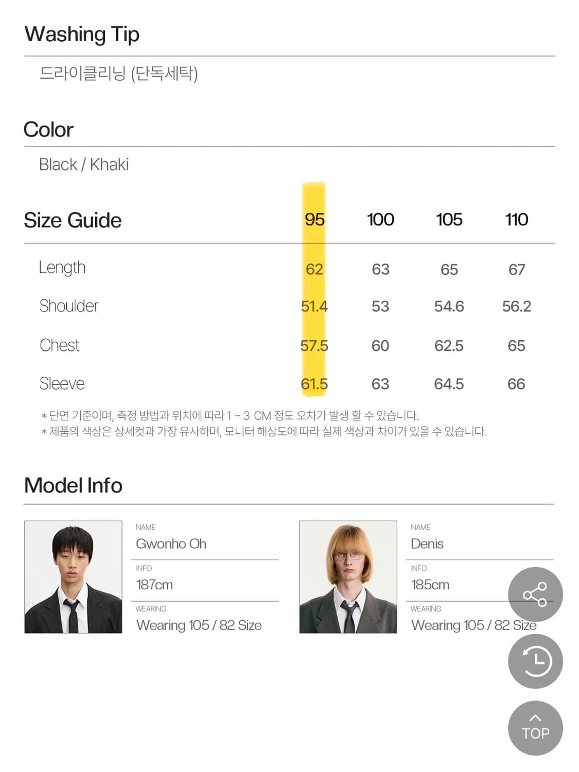 (새상품) TNGT 빈티지 숏 점퍼 카키 95 상품이미지2