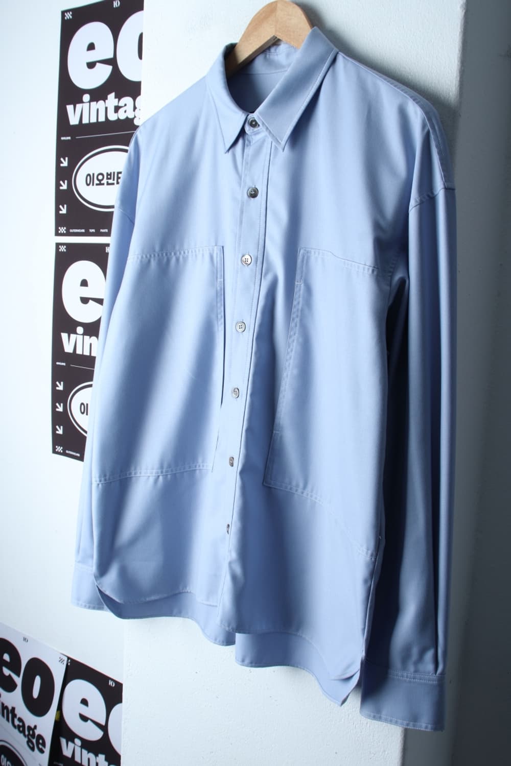 (L-XL) 엘무드 셔츠 남방 투포켓 연블루 무지 놈코어-H33533 상품이미지1