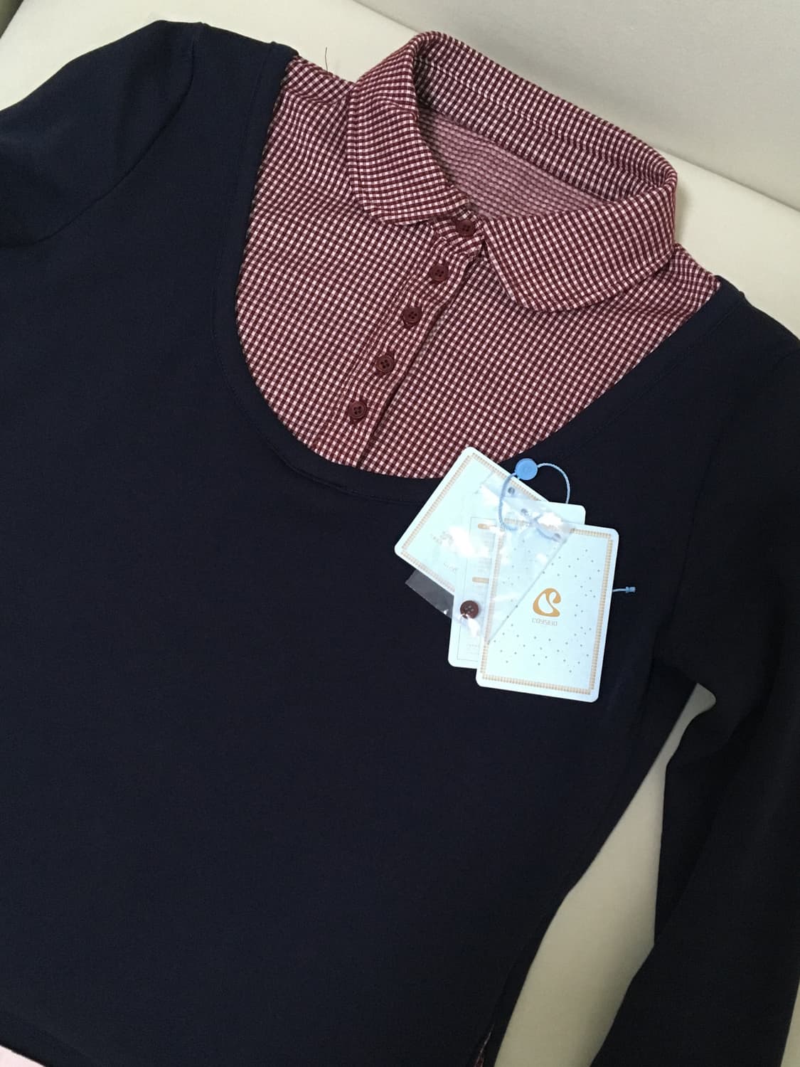 코이세이오 REVERSIBLE COLLAR LONGSLEEVES NAVY 상품이미지3