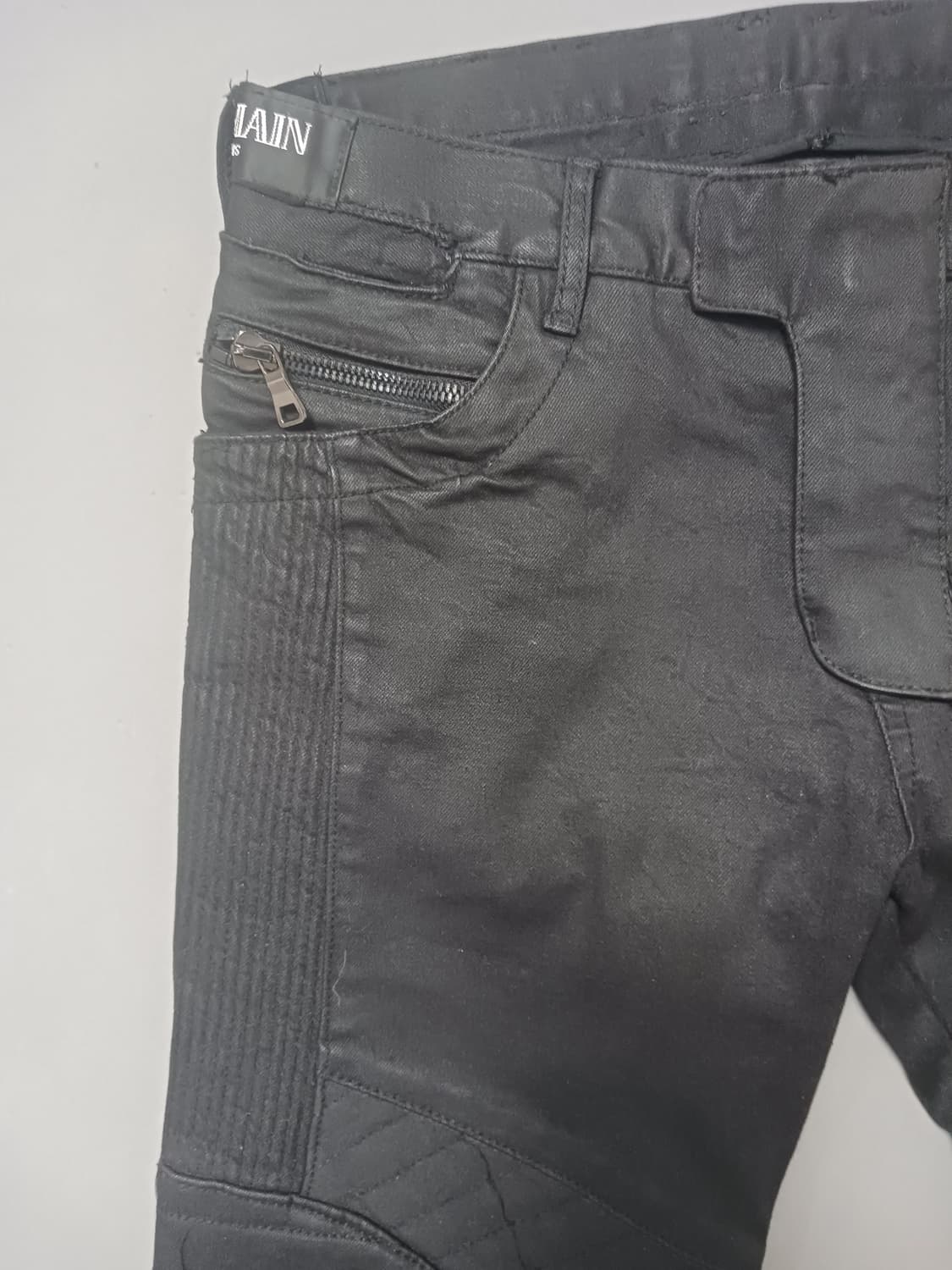 [33] 발망 왁스코팅 블랙 바이커진 청바지 상품이미지2