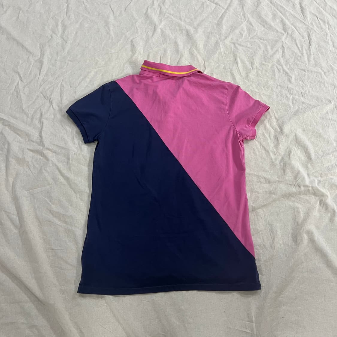 폴로 랄프로렌 골프 빅포니 사선 핑크 네이비 반팔 카라티 상품이미지3