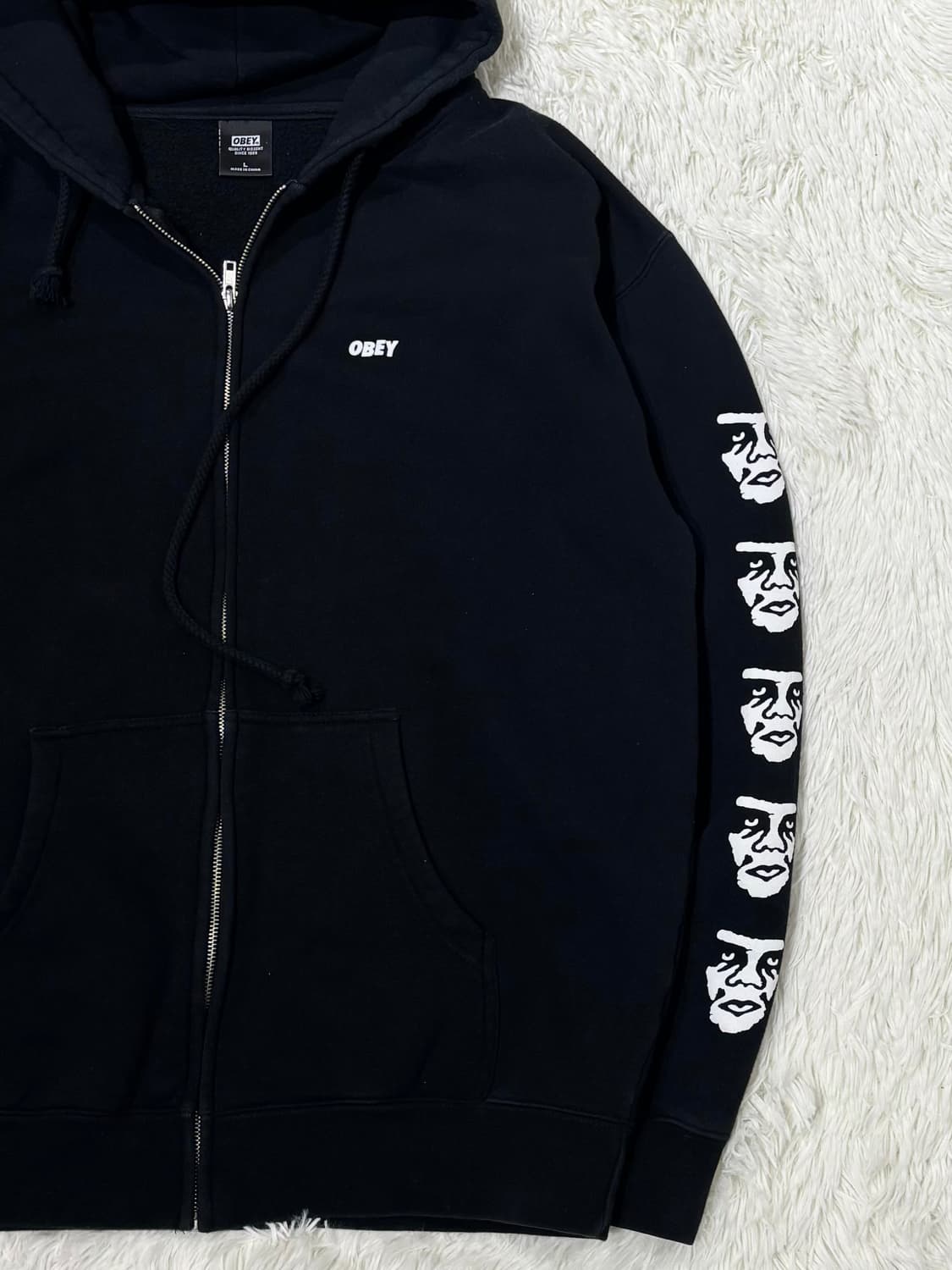 오베이 블랙 사이드로고 후드집업 상품이미지6