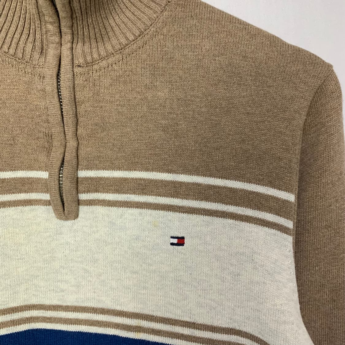 타미힐피거 컬러블록 하프넥 빈티지 반집업 니트 남성 S 상품이미지3
