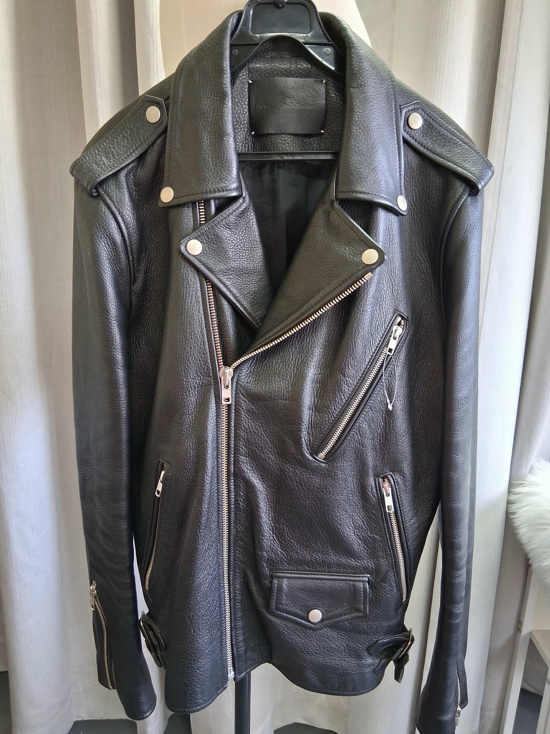 블랙 가죽 라이더 자켓 상품이미지1