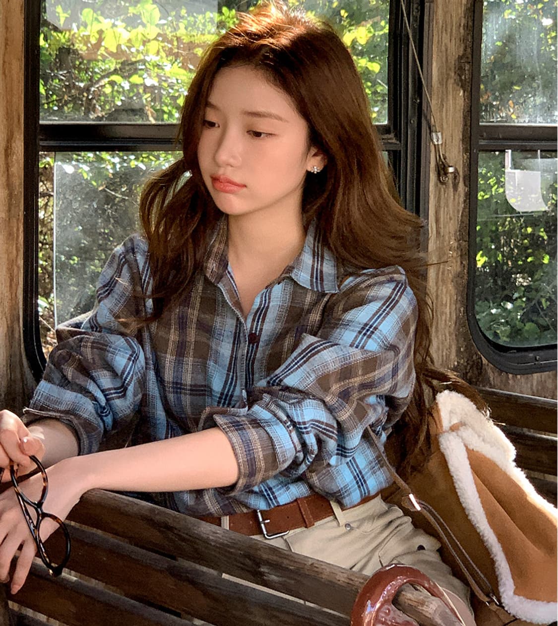 [새상품] 아뜨랑스 made 피치기모 체크셔츠 상품이미지2