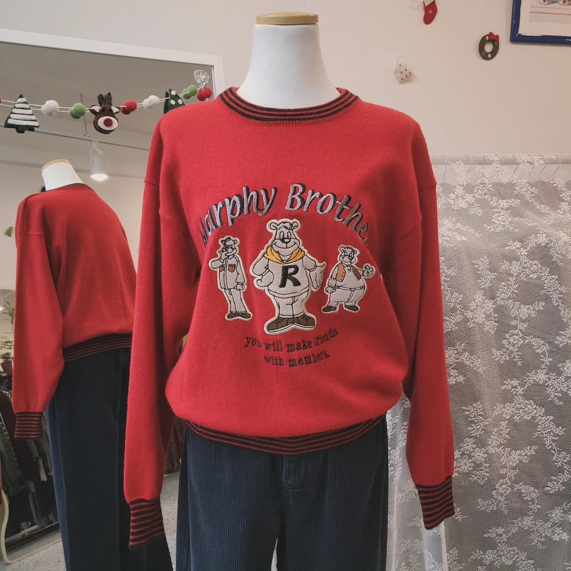 Marphy Brothers 딥레드 울100 여성 니트 상품이미지8