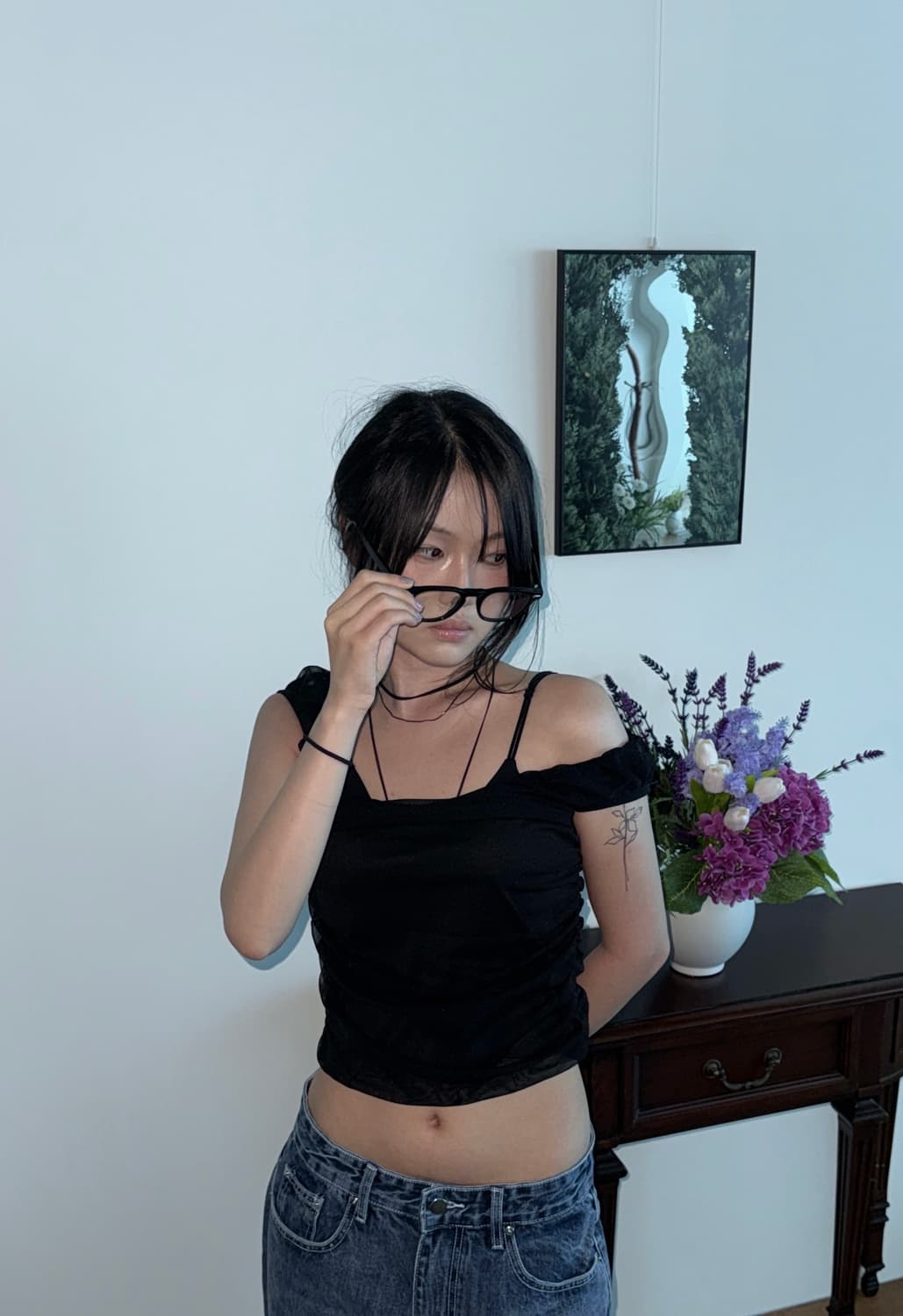 리버시블 셔링 오프숄더 티셔츠 블라우스 상품이미지3
