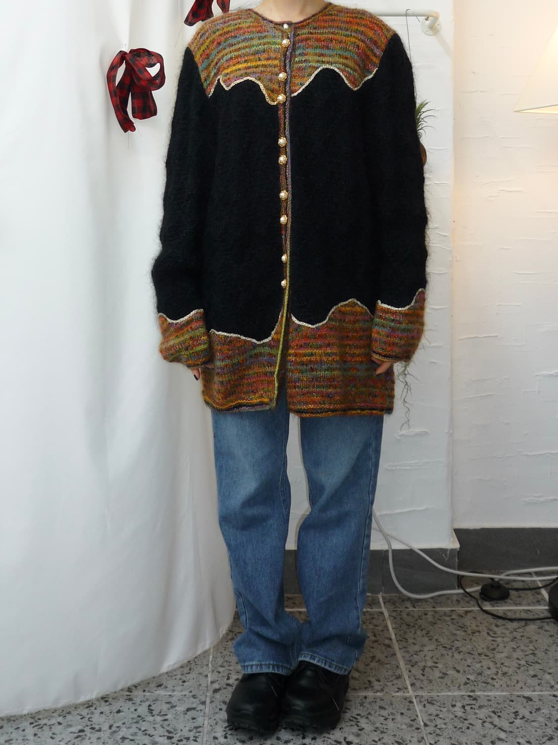 color wave overfit knit cardigan 상품이미지2