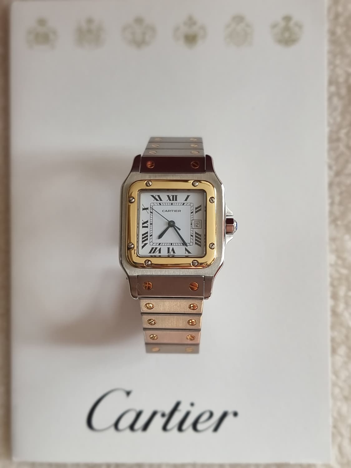 까르띠에 산토스 까레 18K 콤비 라지 오토메틱 시계 상품이미지5