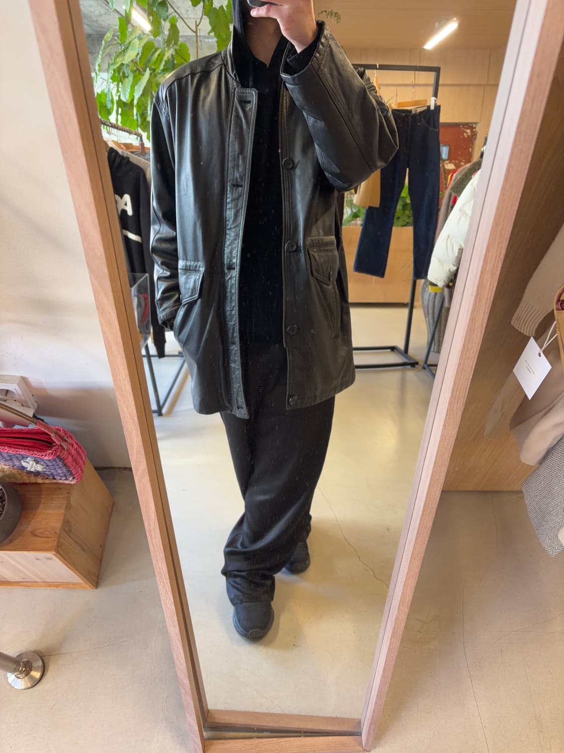 빈티지 레더 코트 (L) 상품이미지4