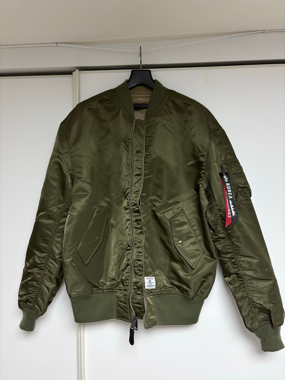 알파인더스트리 MA-1 플라이트 자켓 OG-107 그린/카키 리버서블 S 상품이미지3