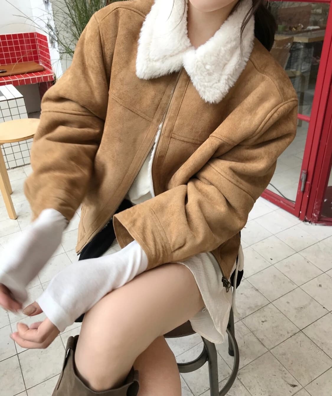 온즈 웨어로우 nost jacket 스웨이드 무스탕 퍼 카라 자켓 상품이미지1