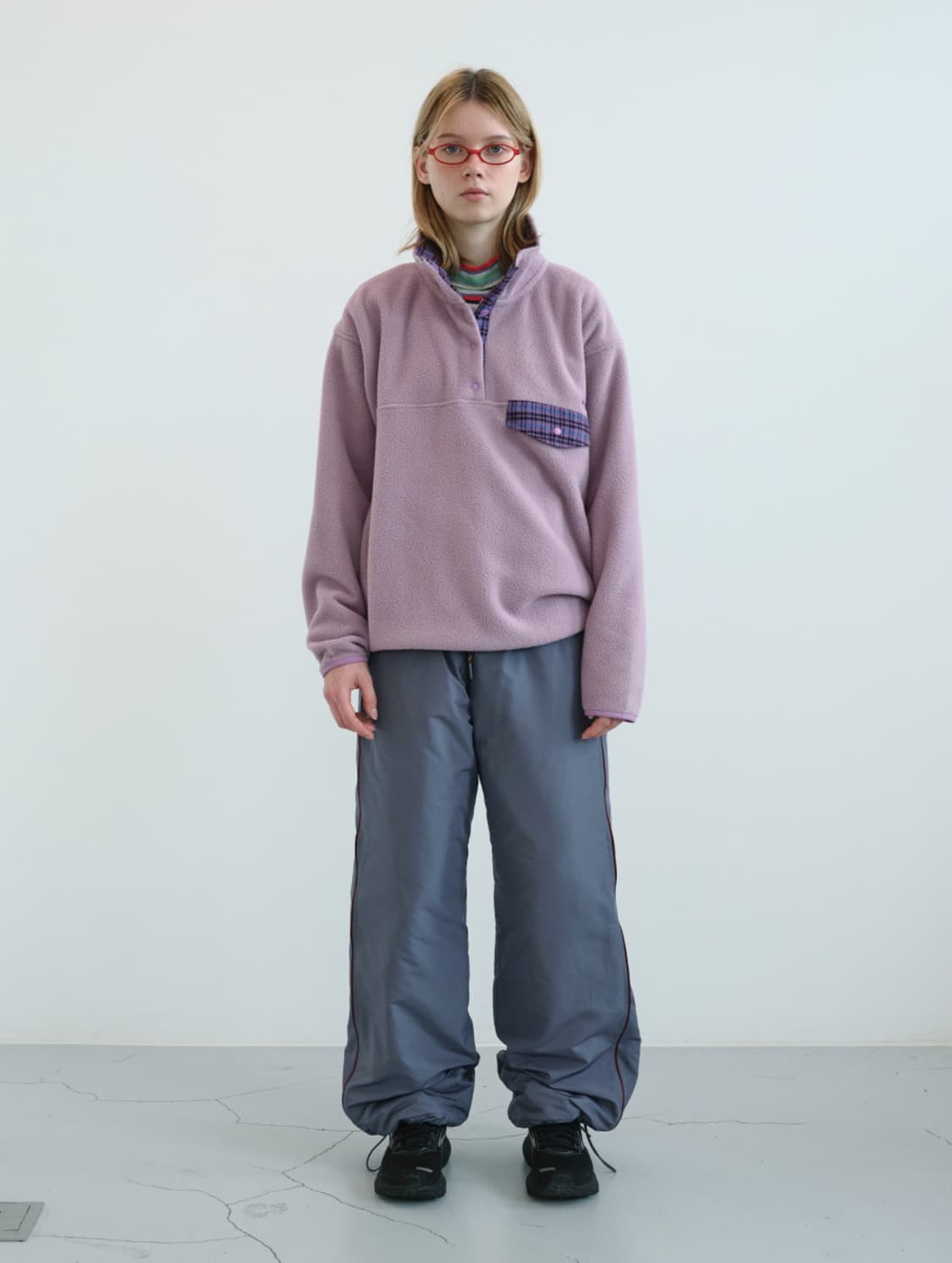 엔조블루스 레트로 스냅 플리스 아노락 (Lavender) 상품이미지4