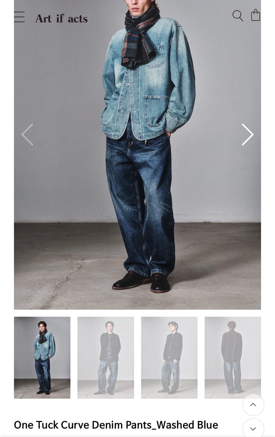 아트이프액츠 원턱 데님 팬츠 상품이미지1