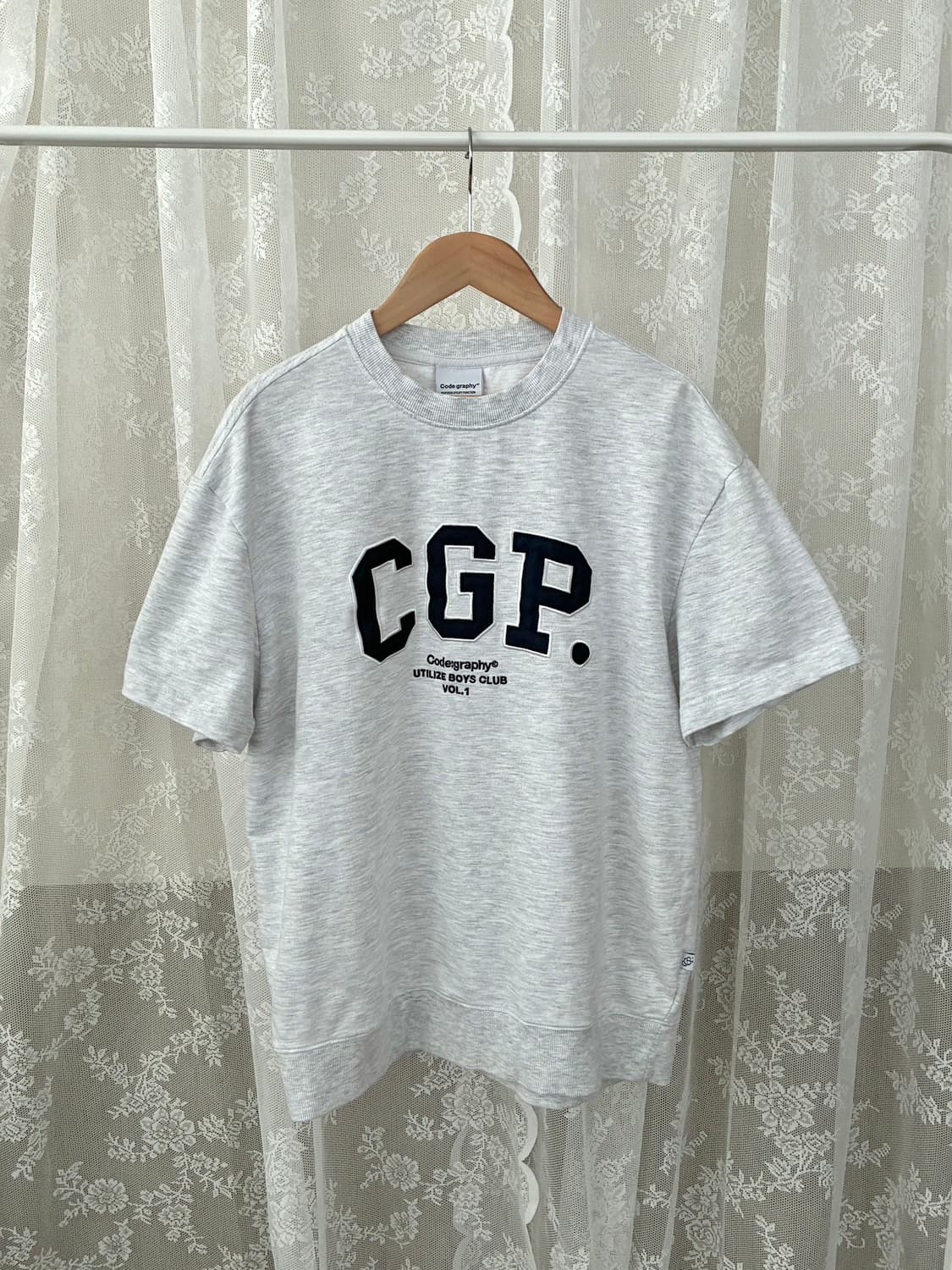 S) 공용 코드그라피 맨투맨 반팔 티셔츠 그레이 상품이미지1