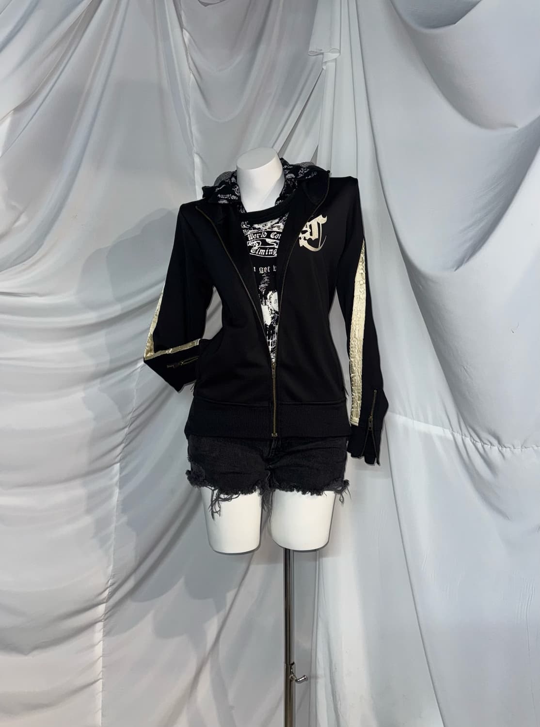 밴슨깔 해골 디테일 자수 펑크 프린팅 코디세트 상품이미지8