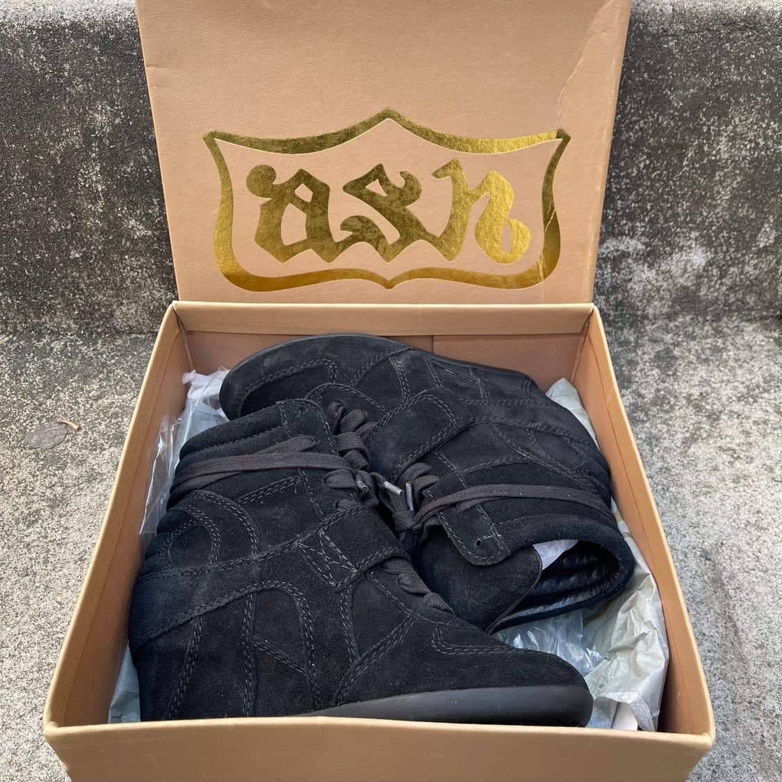 [37] ASH 블랙 스웨이드 웨지힐 스니커즈 (240) 상품이미지7