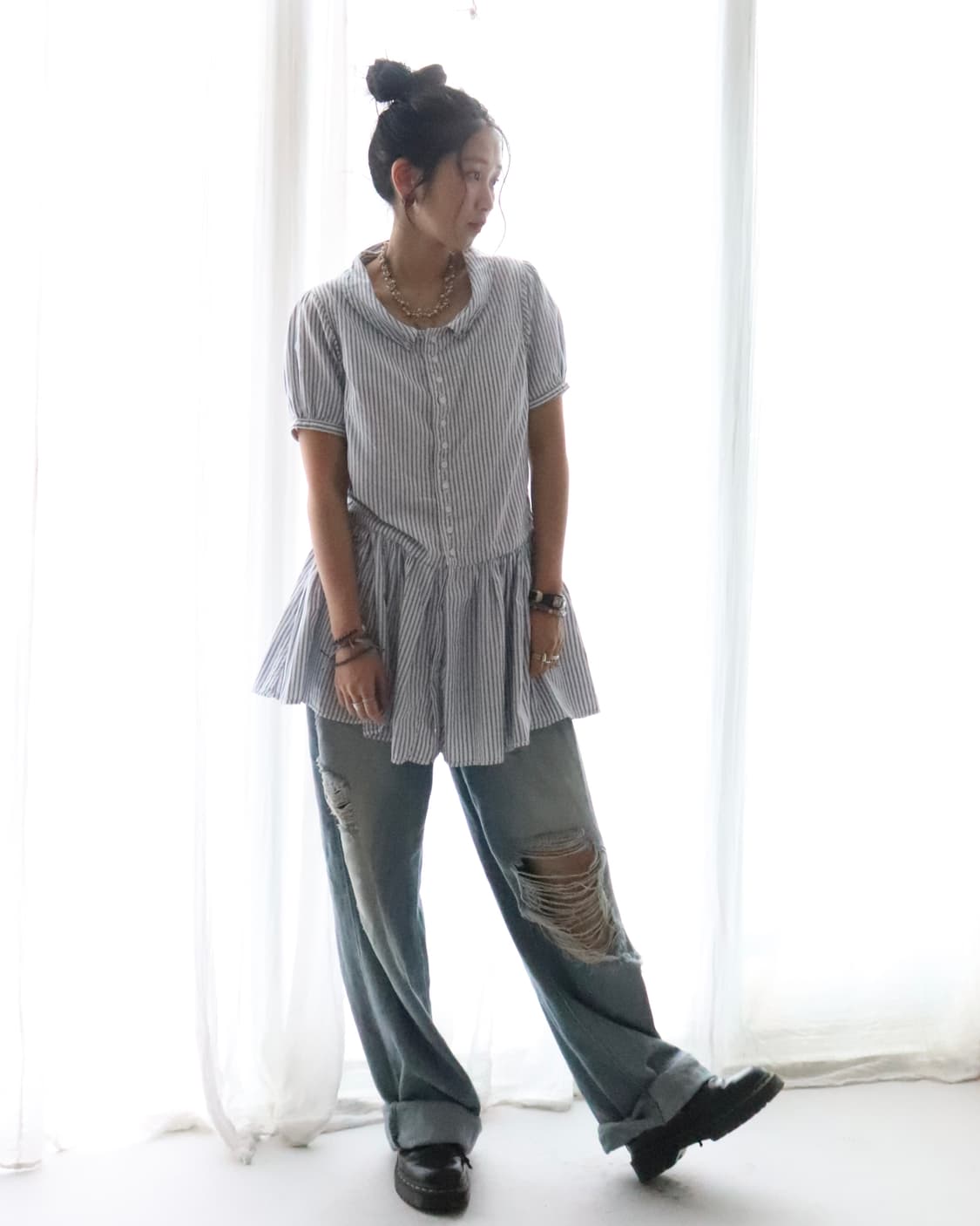 [Kapital] Blue Stripe Tunic Blouse 상품이미지3