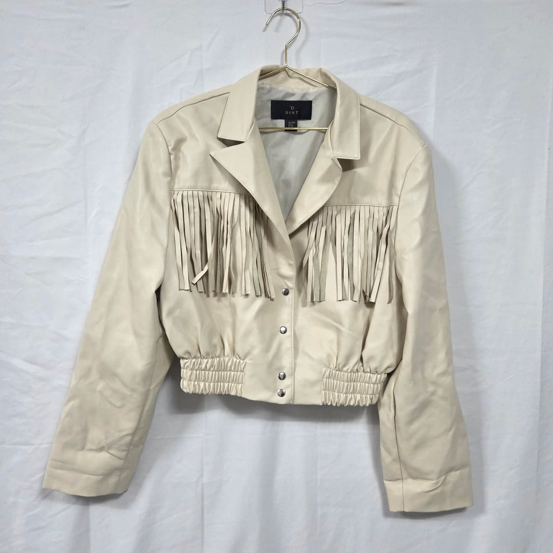 딘트(DINT) 크롭 프린지 가죽 자켓 상품이미지1