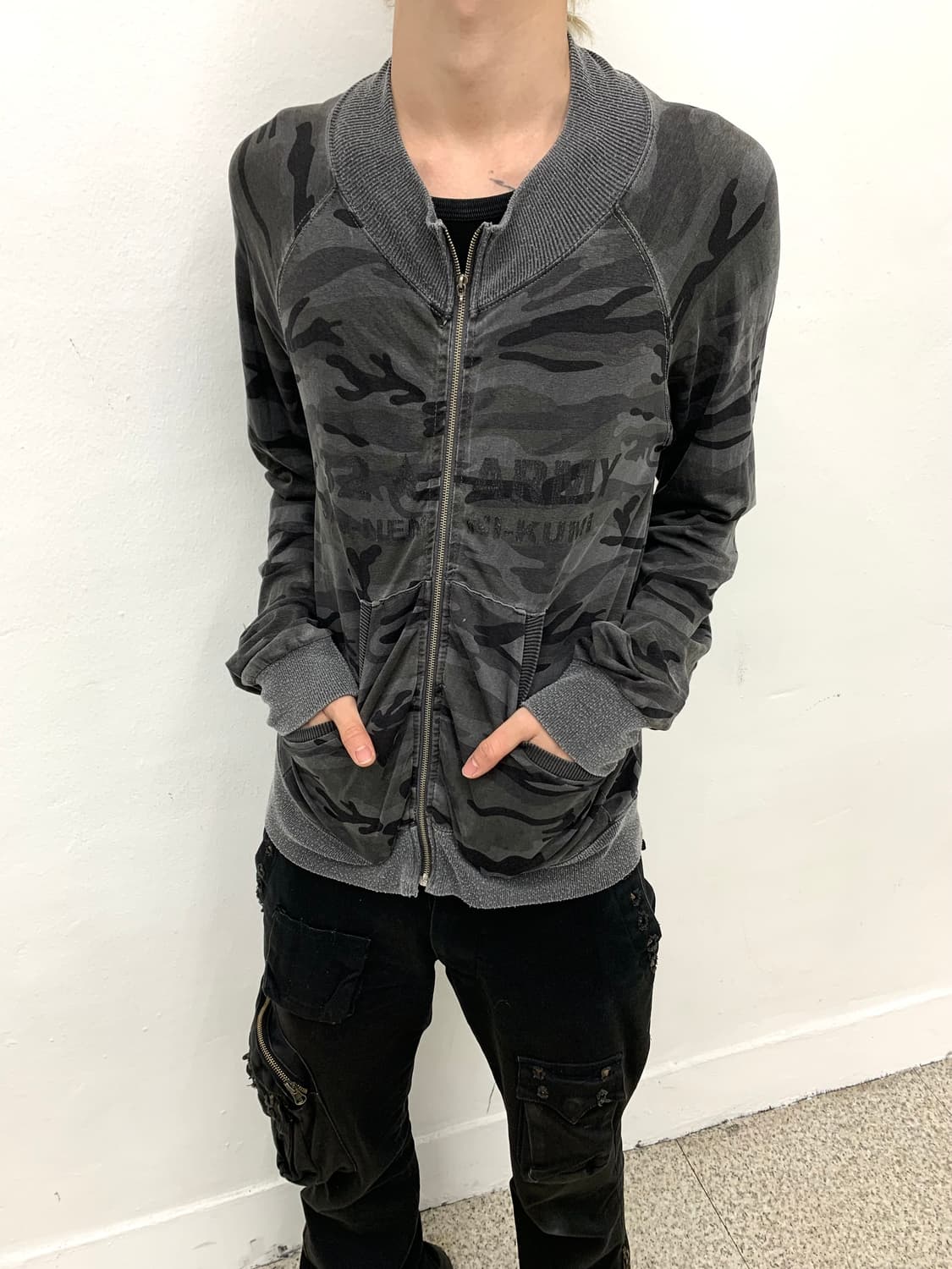 Camo pattern shirring detail jacket  상품이미지2