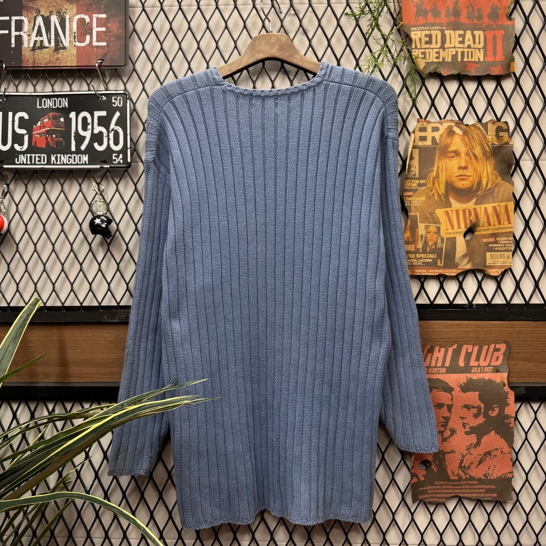 폴로 랄프로렌 골지 니트 네이비 포니 로고 포인트 스카이블루 상품이미지2