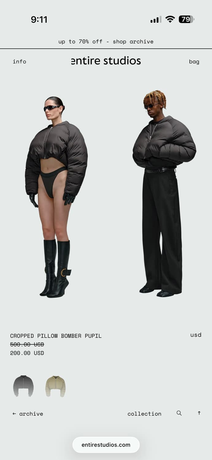 엔타이어스튜디오 필로우 봄버 덕다운 재킷 상품이미지8