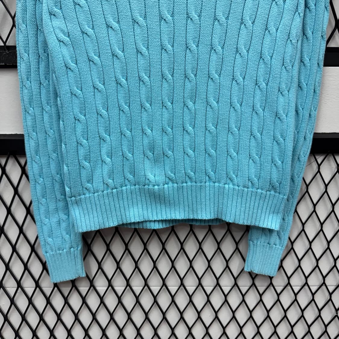 폴로 랄프로렌 케이블 니트 옐로우 포니 포인트 스카이블루 상품이미지4