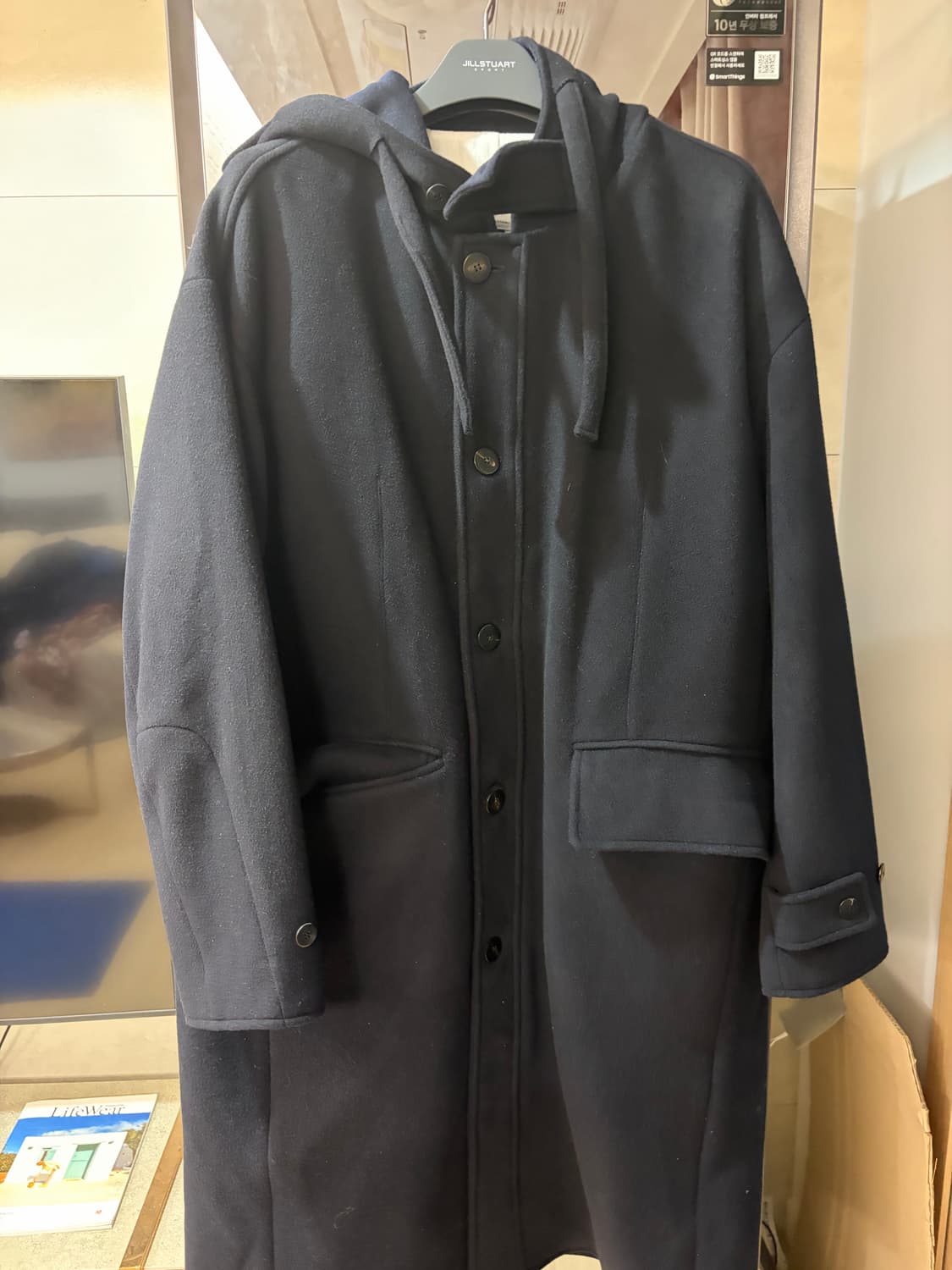 폴리테루 멜튼 울 후디드 코트 네이비 상품이미지1