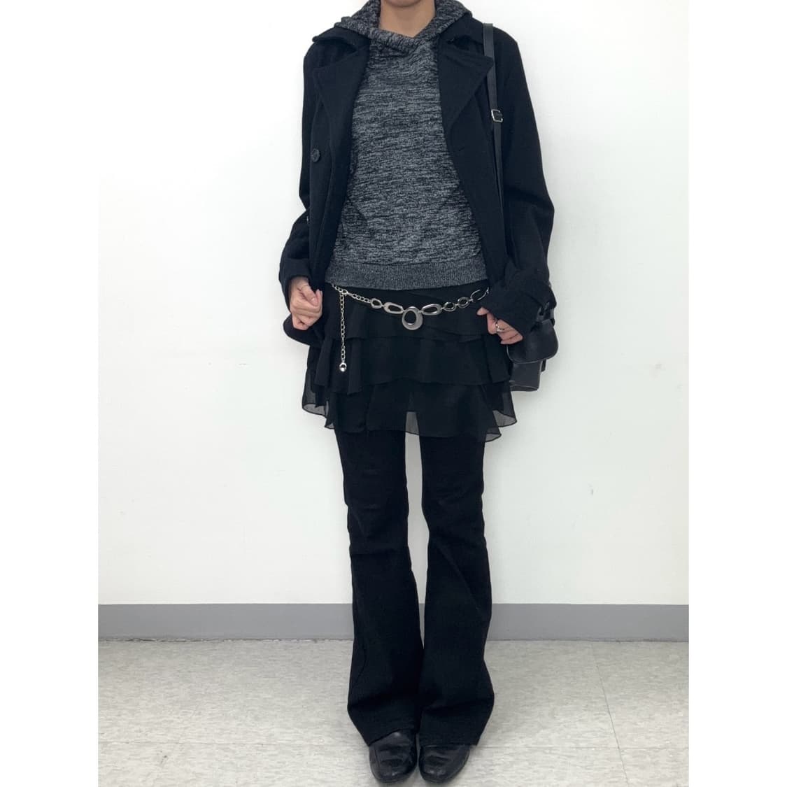 빈티지 블랙 울 하프 더블코트 상품이미지6