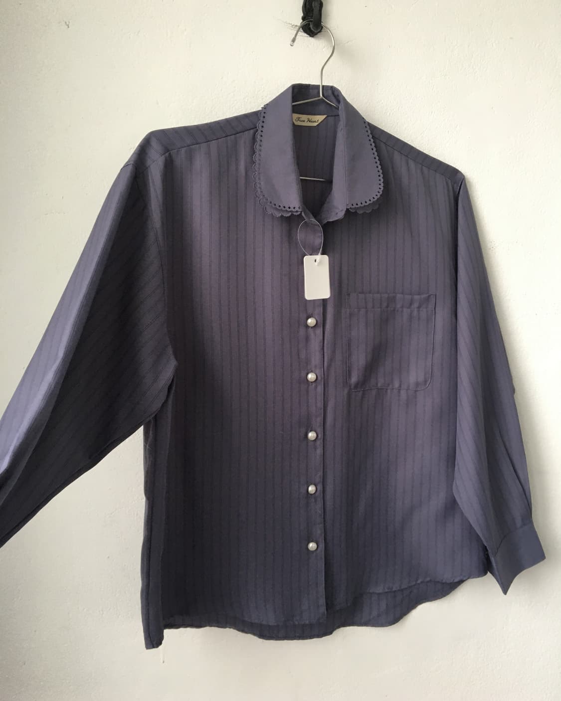 Collar point stripe pattern blouse 상품이미지2