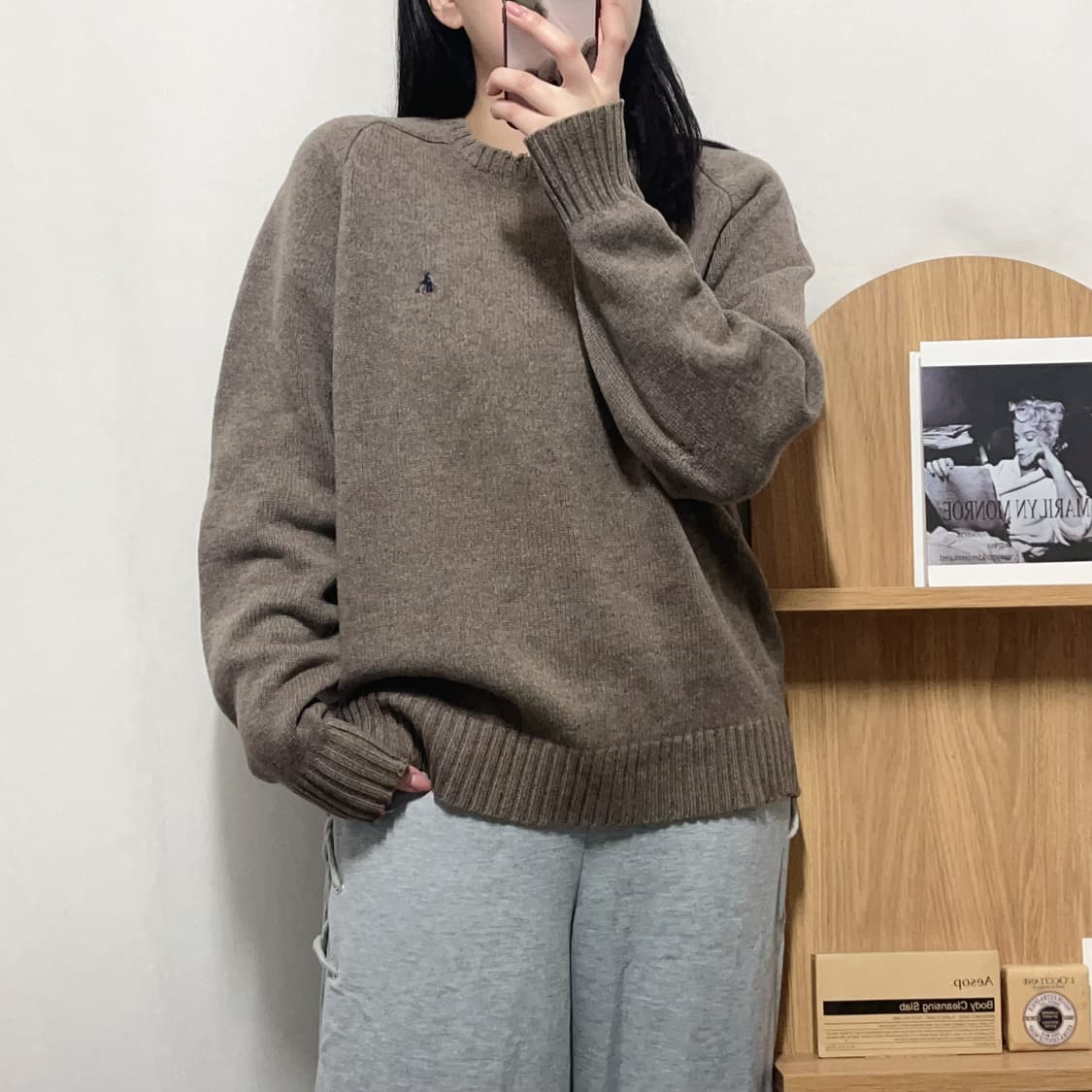 [정품] 빈폴 브라운 울 라운드 니트 [ 105 ] 상품이미지1