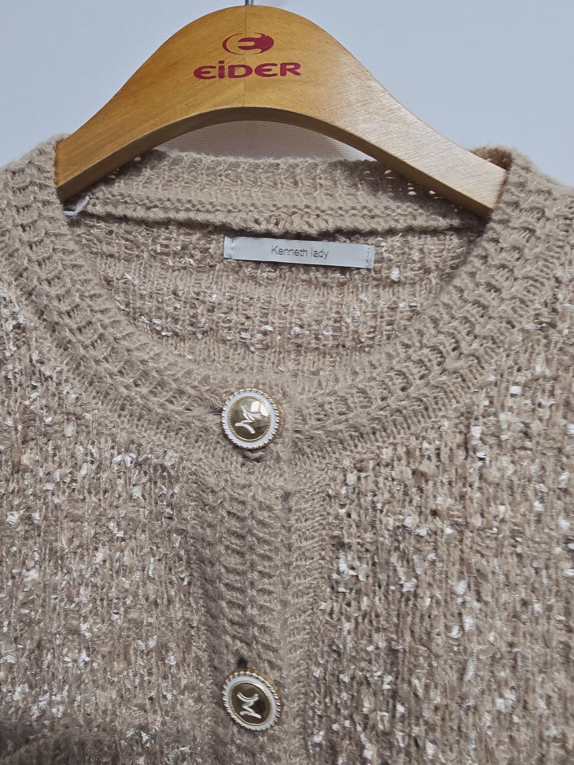 케니스레이디 트위드 니트 가디건 베이지 상품이미지2