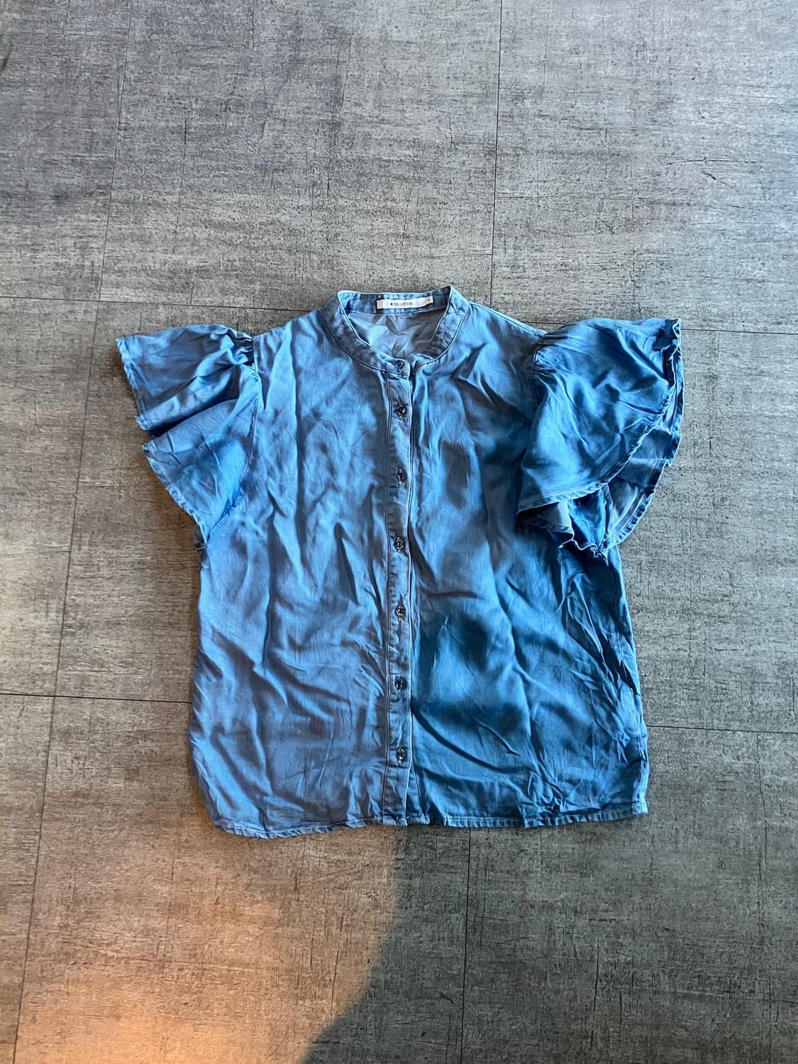 일본빈티지 Colony 핀터깔y2k 달천깔페어리 프릴 데님블라우스 상품이미지1