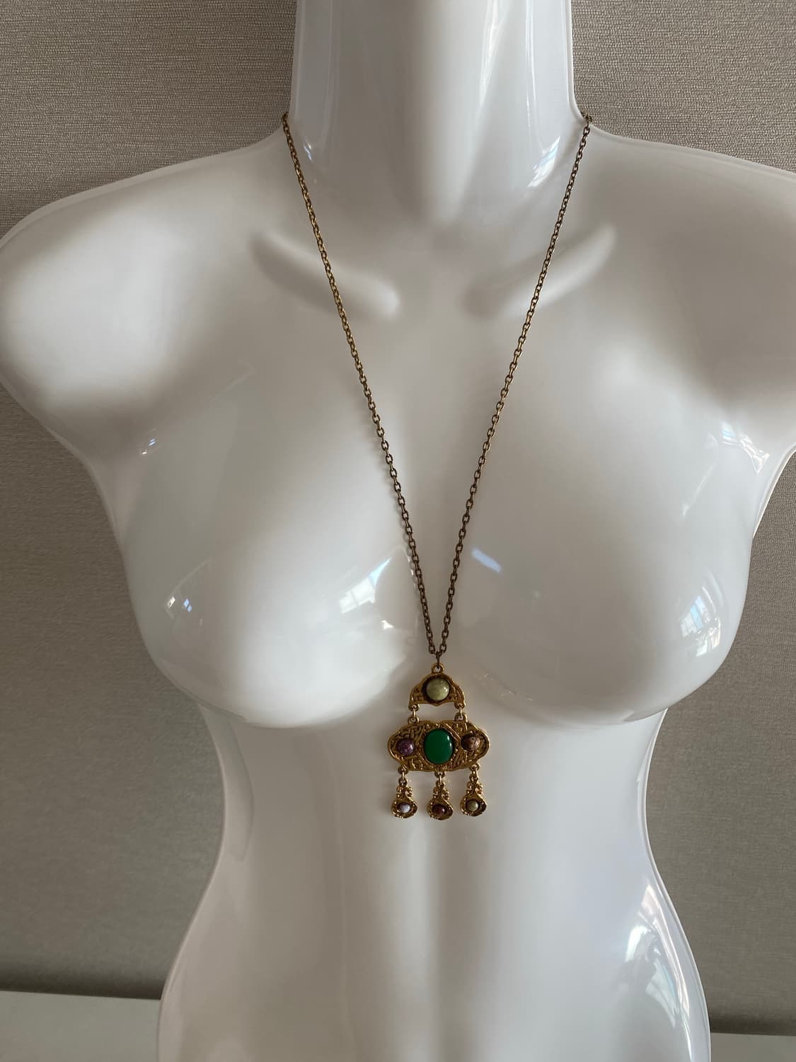 빈티지 멀티 젬스톤 드롭 네크리스 목걸이 주얼리  상품이미지7